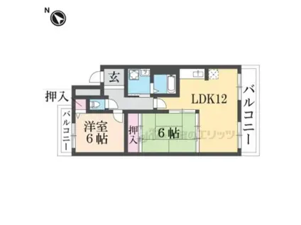 チェリーヒル藤尾(2LDK/3階)の間取り写真