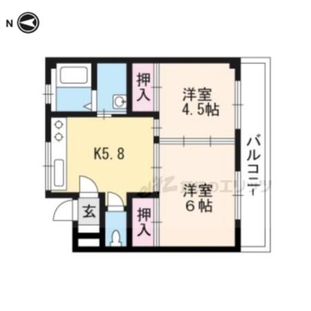 睦コーポ(2DK/2階)の間取り写真