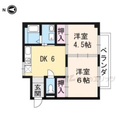 睦コーポ(2DK/2階)の間取り写真