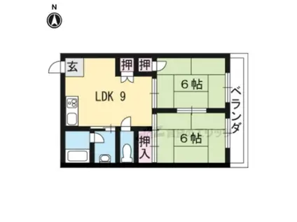 レジデンス山本(2DK/2階)の間取り写真