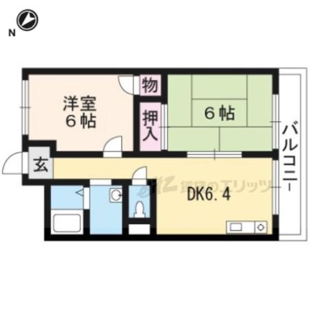 シャトー山階(2DK/3階)の間取り写真