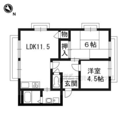 メゾン幹(2LDK/1階)の間取り写真