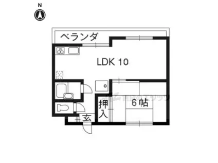 コクーン三条大宮(1LDK/2階)の間取り写真