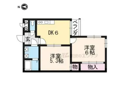 グレース菱屋(2DK/2階)の間取り写真