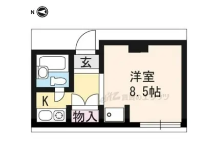 パインフィールド北白川(1K/2階)の間取り写真