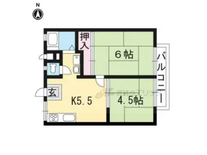 パステルハイツ(2DK/1階)の間取り写真