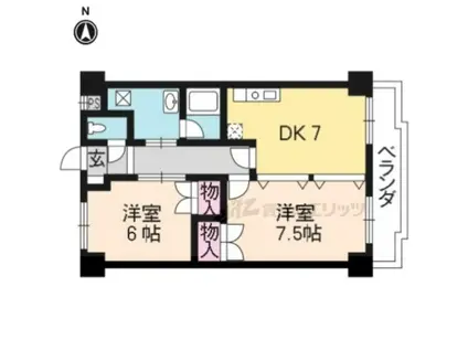 カルテットKOBORI D棟(2DK/5階)の間取り写真