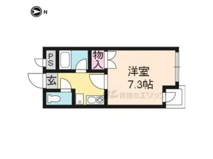 シャトードゥフルール(1K/2階)の間取り写真