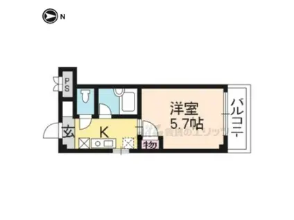 エクシード西院(1K/1階)の間取り写真