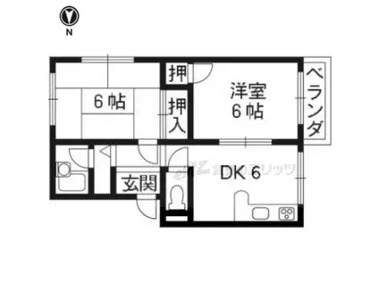 さんぐりーんナガイ(2DK/2階)の間取り写真