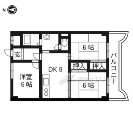 エトワール長岡京(3DK/2階)の間取り写真