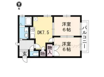 キャロット(2DK/2階)の間取り写真