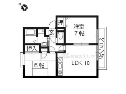 プレジール桂(2LDK/1階)の間取り写真
