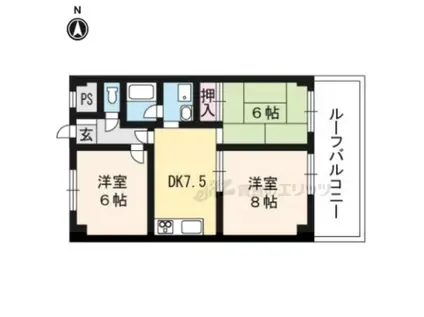 宇治プラザ(3DK/3階)の間取り写真