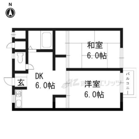ハイツ保原(2DK/2階)の間取り写真