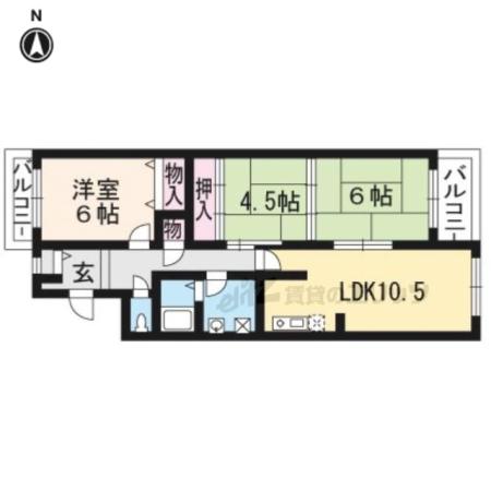 ヴェルデ三番館(3LDK/2階)の間取り写真