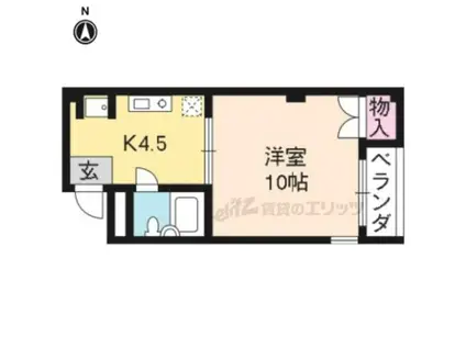 ドゥエル嵯峨の荘(1K/4階)の間取り写真