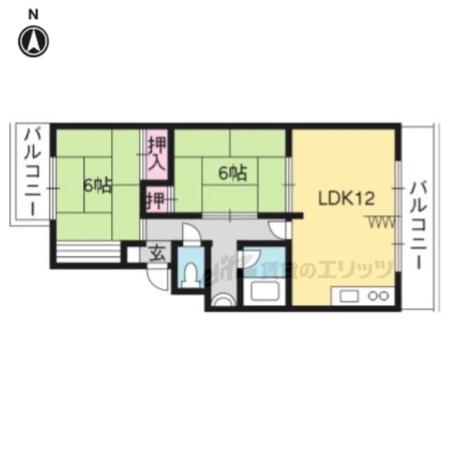山端マンション(2LDK/2階)の間取り写真