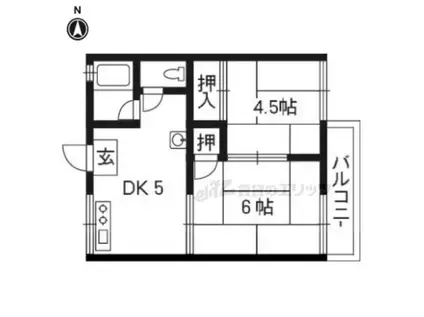 巽ハイツ(2DK/2階)の間取り写真