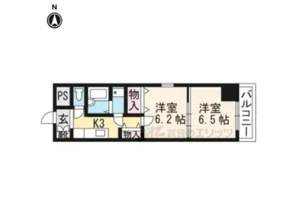 LIESSE浜大津(2K/3階)の間取り写真