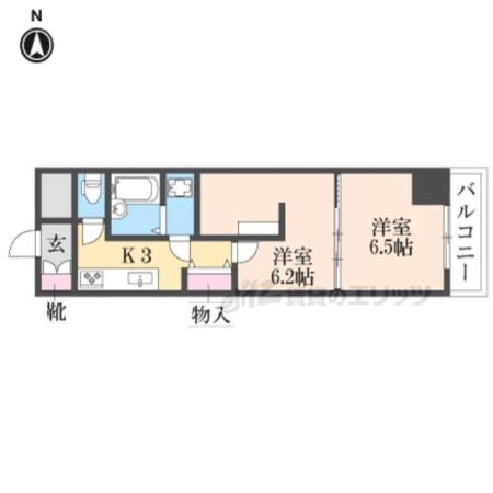 LIESSE浜大津(2K/4階)の間取り写真