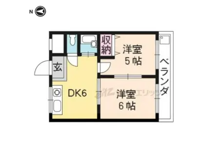 シャトー竹村1(2DK/5階)の間取り写真