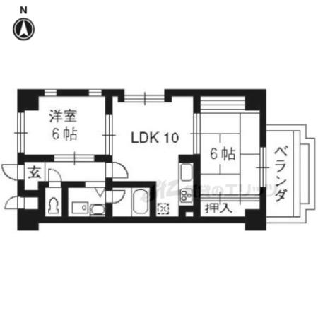サン・フローネ川宗(2LDK/4階)の間取り写真