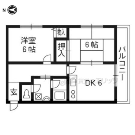 トマーテ西京極(2DK/3階)の間取り写真