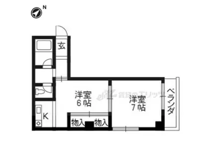 DIAMOND HILLS(1DK/3階)の間取り写真