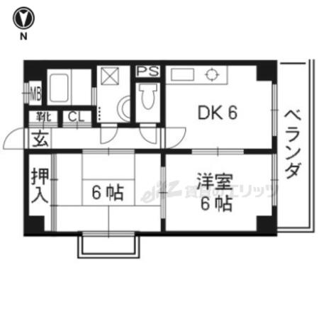 アペルタス(2DK/2階)の間取り写真