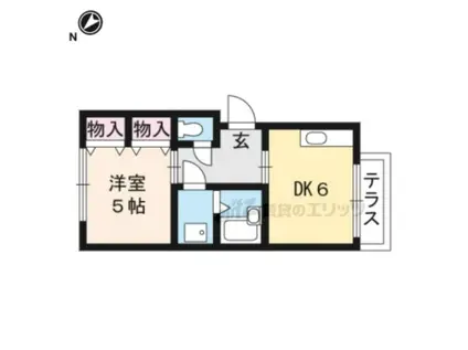 ジョーカンG(1DK/1階)の間取り写真