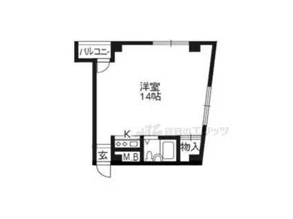 祇園ZENビル(1K/3階)の間取り写真