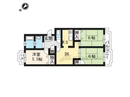 マッシュハイム(3DK/4階)の間取り写真