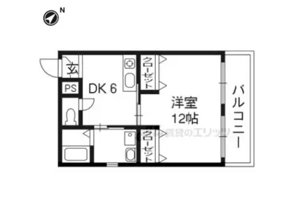 グレイス勧修寺(1DK/1階)の間取り写真