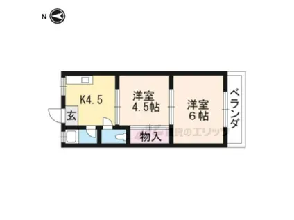 フォーブル醍醐(2DK/2階)の間取り写真