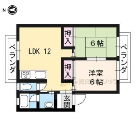 サンハウス桂(2LDK/2階)の間取り写真