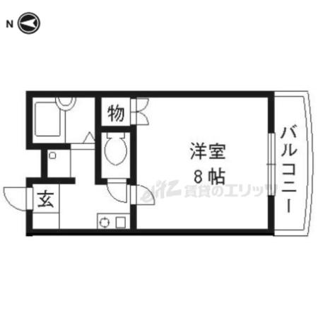 山陰本線 円町駅 徒歩10分 4階建 築27年(1K/4階)の間取り写真