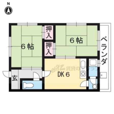 栄荘(2DK/1階)の間取り写真