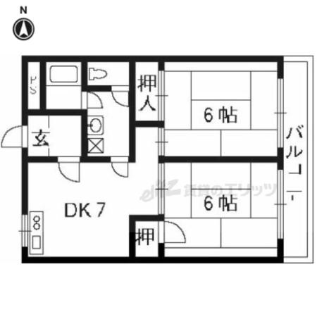 アベニュー中路(2DK/1階)の間取り写真