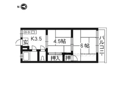富家マンション(2K/3階)の間取り写真