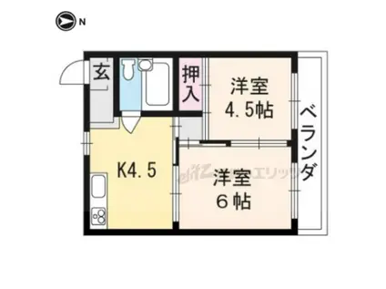 マンション花川(2K/3階)の間取り写真