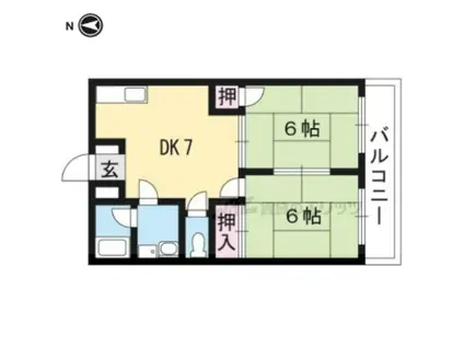 シャロム吉祥院(2DK/3階)の間取り写真