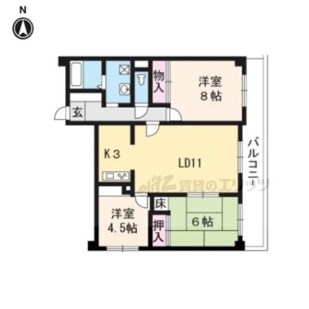 エクラ桂駅前(3LDK/3階)の間取り写真