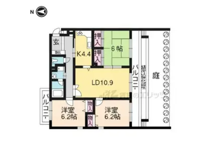 パインフィールド桂(3LDK/1階)の間取り写真