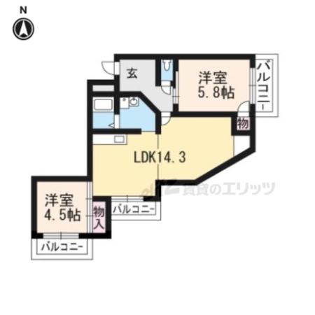 エバーグリーン嵐山(3DK/2階)の間取り写真