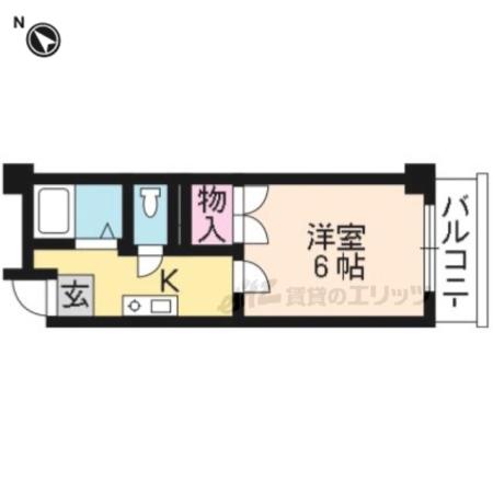 UKハイム北山(1K/2階)の間取り写真