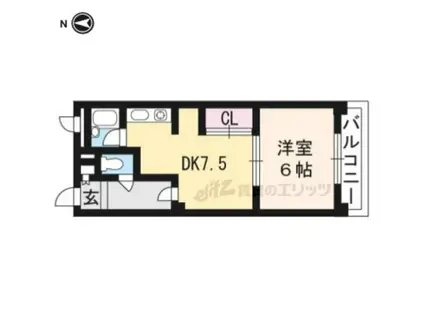 PRIME COURT賀茂川(1DK/3階)の間取り写真