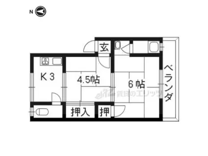 コーポサンミドロ(2DK/1階)の間取り写真