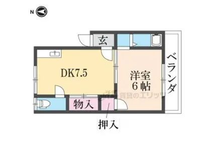 コーポサンミドロ(1DK/3階)の間取り写真