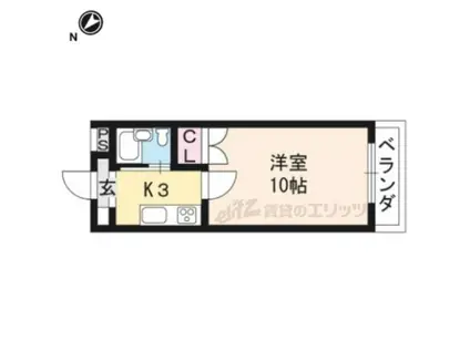ハーベストハウス嵐山(1K/1階)の間取り写真